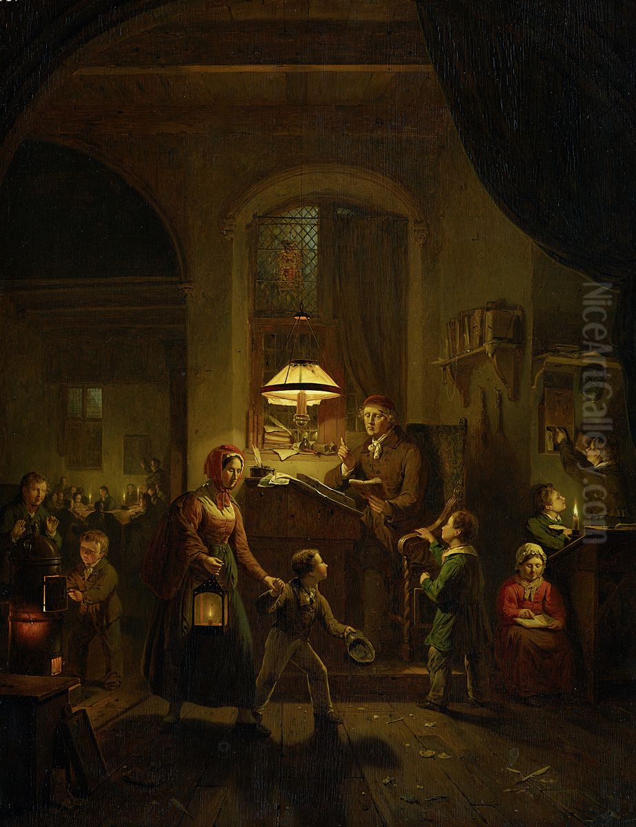 The Evening School Oil Painting by George Gillis Haanen