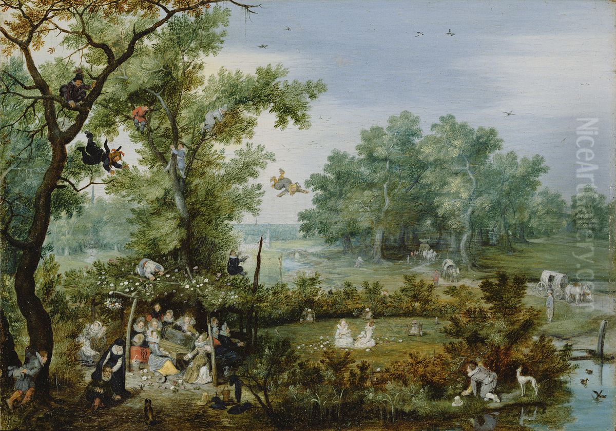 A Merry Company in an Arbor Oil Painting by Adriaen van de Venne A Merry Company in an Arbor Oil Painting by Adriaen van de Venne
