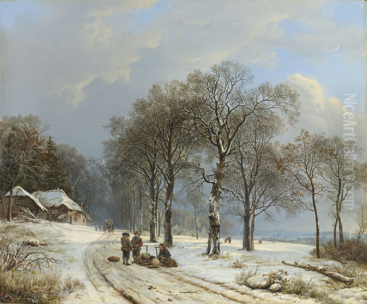 Winter Landscape Oil Painting by Barend Cornelis Koekkoek