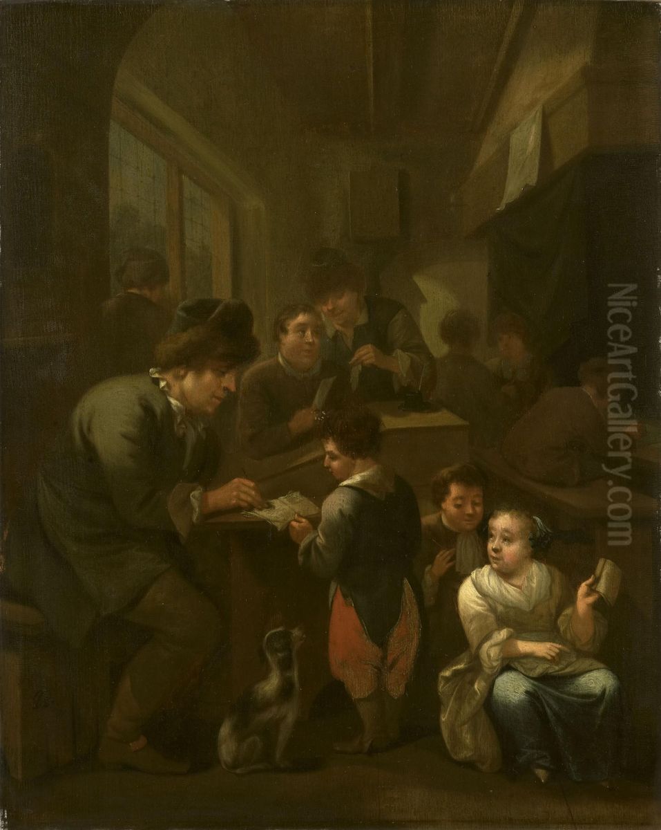The schoolmaster Oil Painting by Bernardus van Schijndel