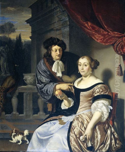 Een heer en een dame Oil Painting by Frans van Mieris