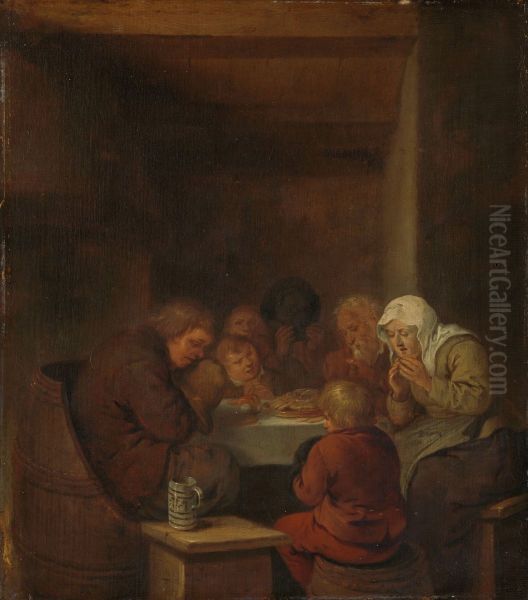 Het gebed voor de maaltijd Oil Painting by Jan Miense Molenaer