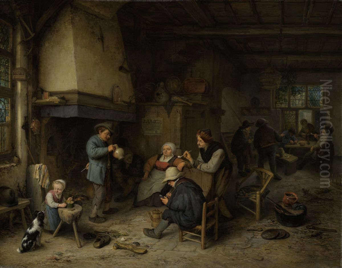 Boerengezelschap binnenshuis Oil Painting by Adriaen van Ostade