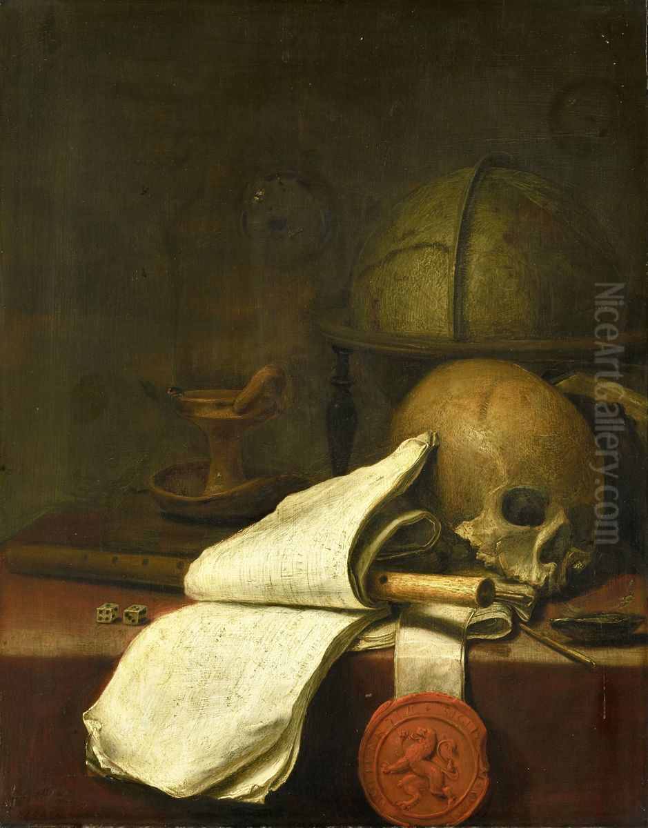 Vanitas stilleven Oil Painting by Pieter Symonsz Potter