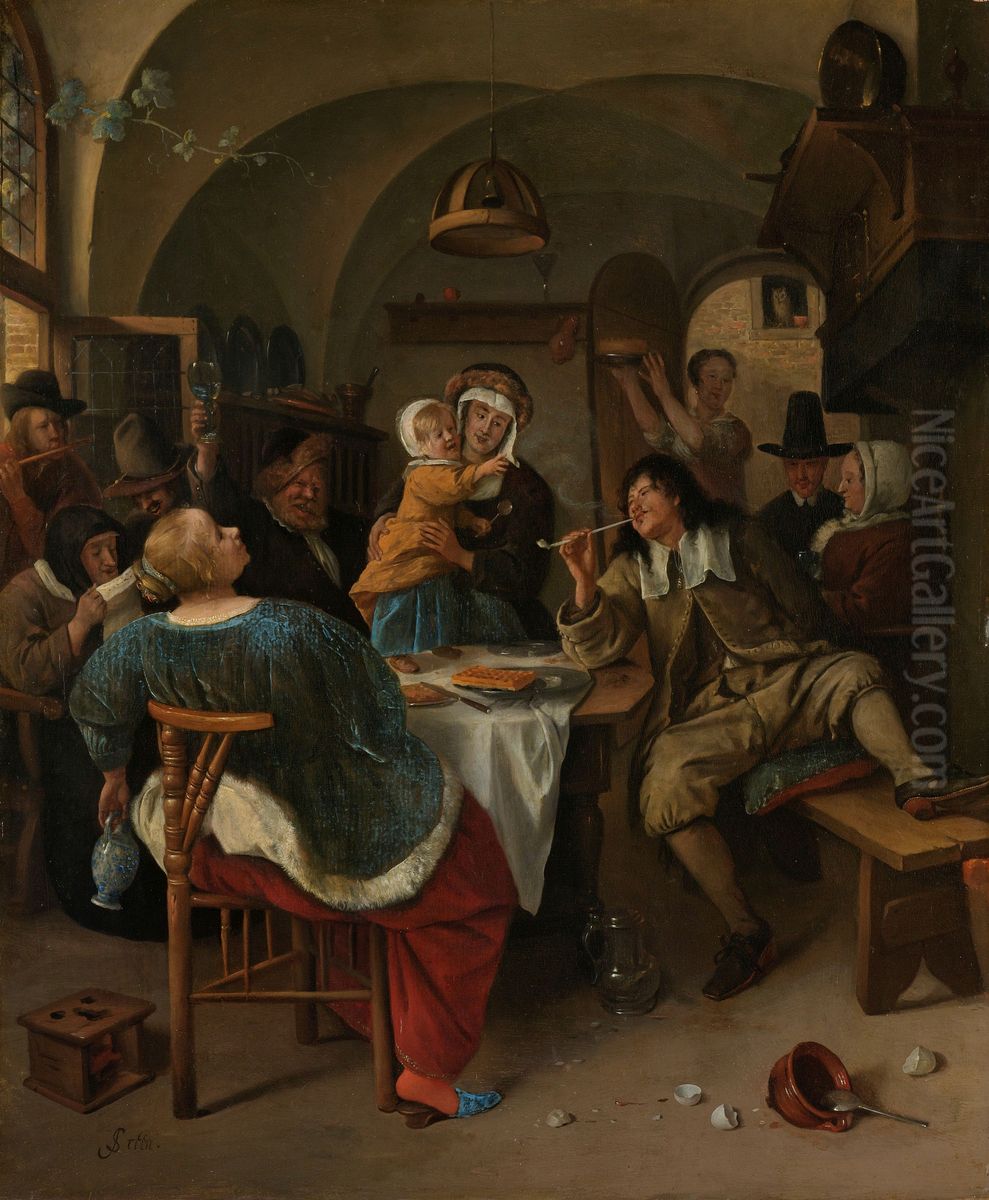 Familietafereel Oil Painting by Jan Steen