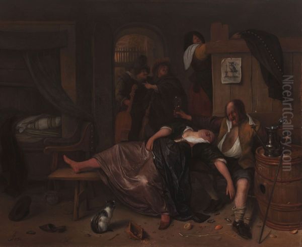 The Drunken Couple Oil Painting by Jan Steen