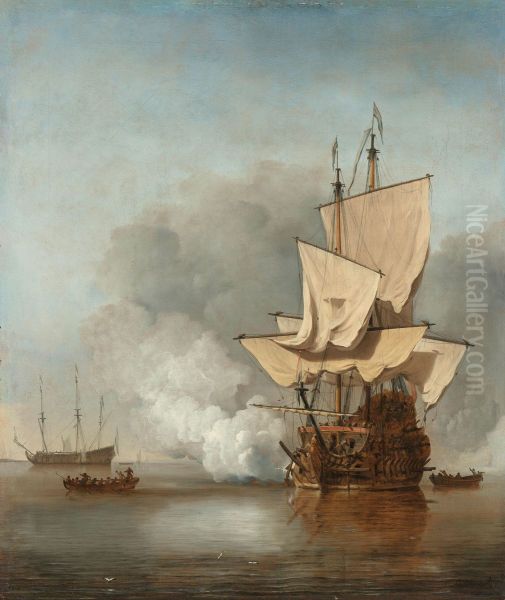 Het kanonschot Oil Painting by Willem van de Velde the Younger