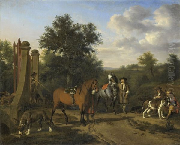 The Hunting Party Oil Painting by Adriaen Van De Velde