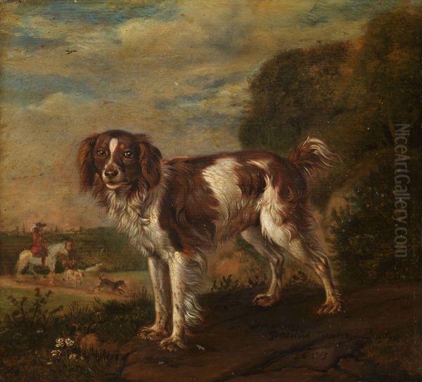 Een patrijshond Oil Painting by Paulus Potter
