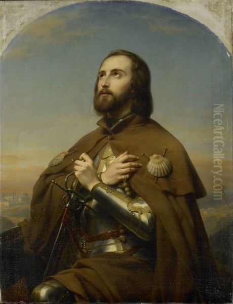 Eberhard (1445-96), hertog van Wurtemberg als pelgrim in het Heilige Land Oil Painting by Nicaise de Keyser