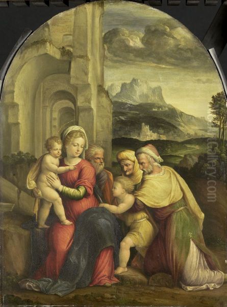 The Holy Family Oil Painting by Benvenuto Tisi