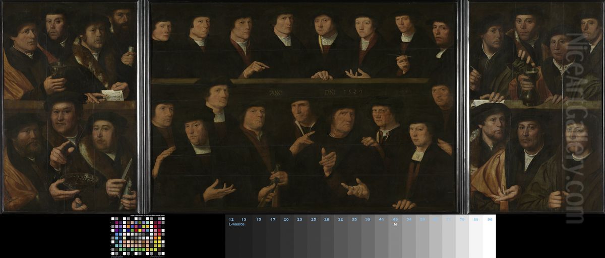 Een groep schutters, 1529 Oil Painting by Dirck Jacobsz.