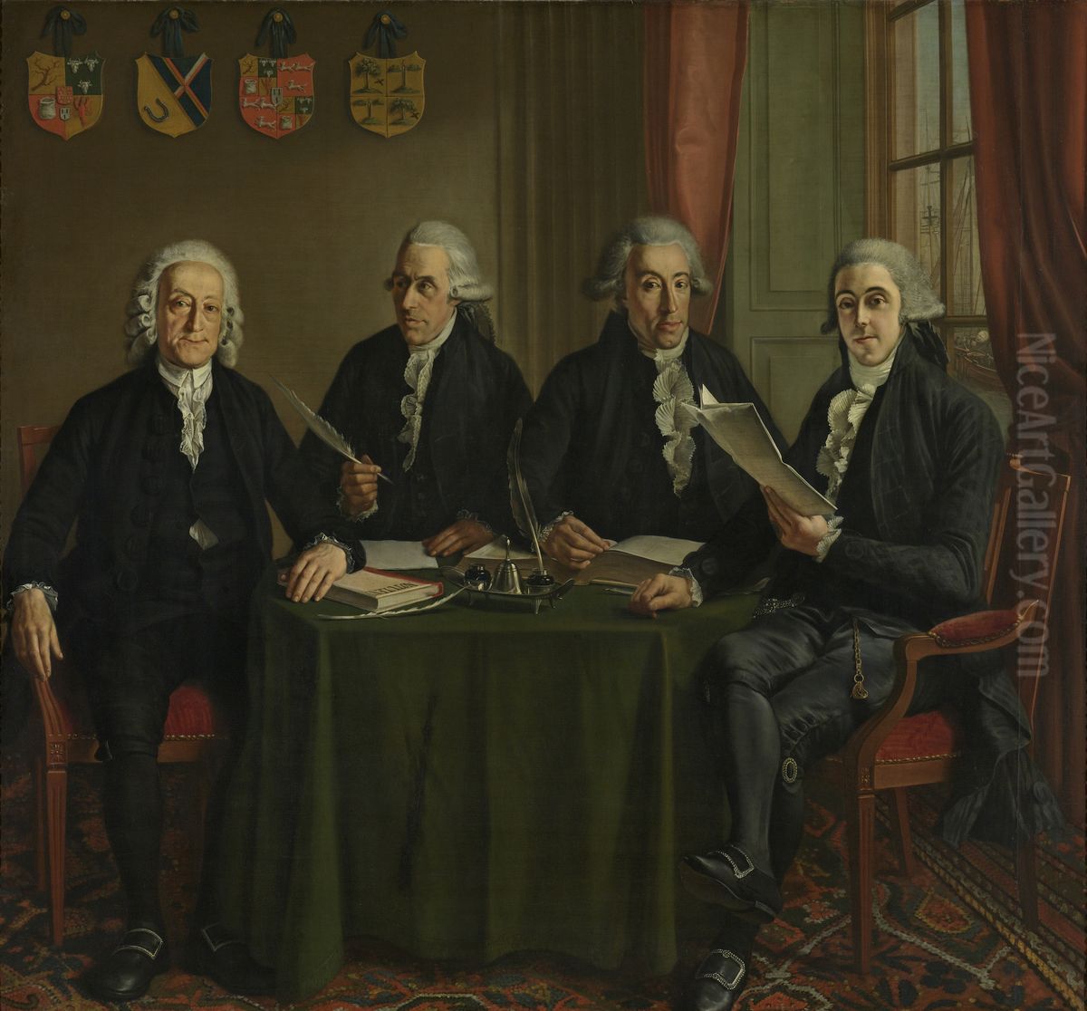 De vier oppercommissarissen der Walen te Amsterdam Oil Painting by Wybrand Hendricks