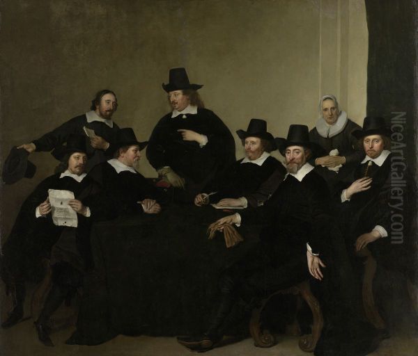 De regenten van het Nieuwe Zijds Huiszittenhuis te Amsterdam, ca 1650. Oil Painting by Jacob Adriaensz Backer