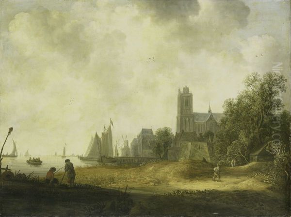 Gezicht op Dordrecht Oil Painting by Wouter Knijff