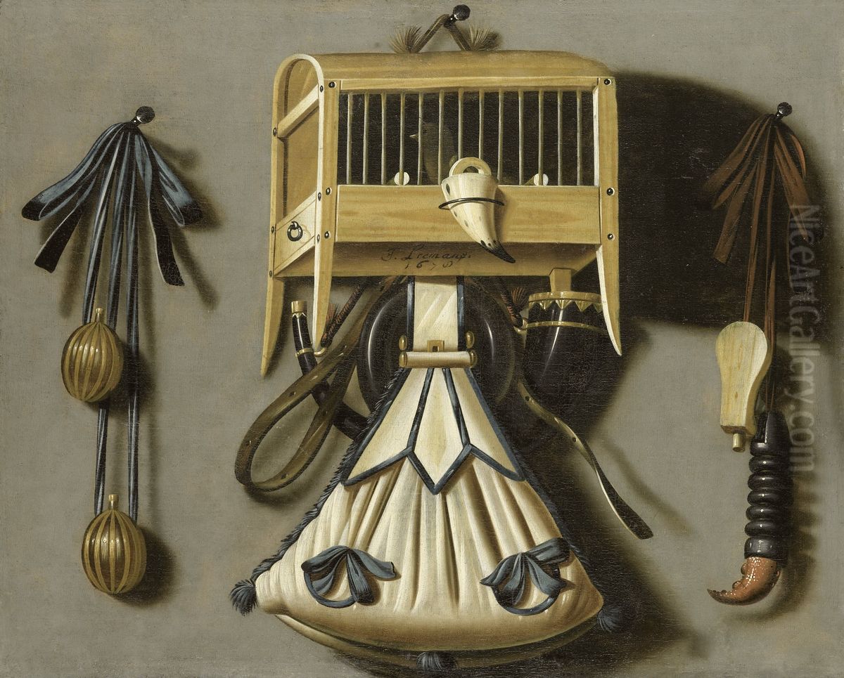 Stilleven met jachtgerei Oil Painting by Johannes Leemans