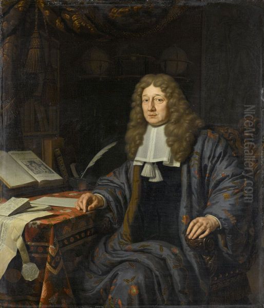 Johannes Hudde (1628-1704). Burgemeester van Amsterdam en wiskundige Oil Painting by Michiel van Musscher