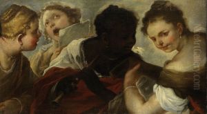Vier musicerende vrouwen