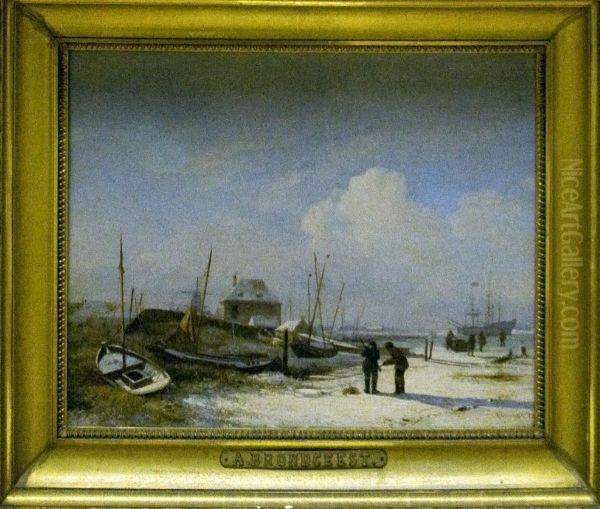 Het IJ te Amsterdam Oil Painting by Albertus Brondgeest