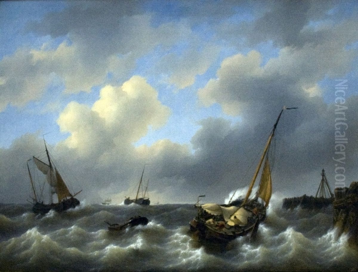 Vihar a Zuiderzee-n Oil Painting by Petrus Johannes Schotel