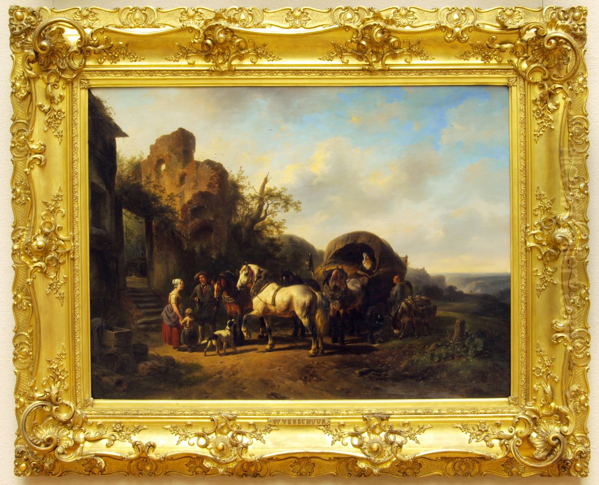 De Pleisterplaats Oil Painting by Wouterus Verschuur