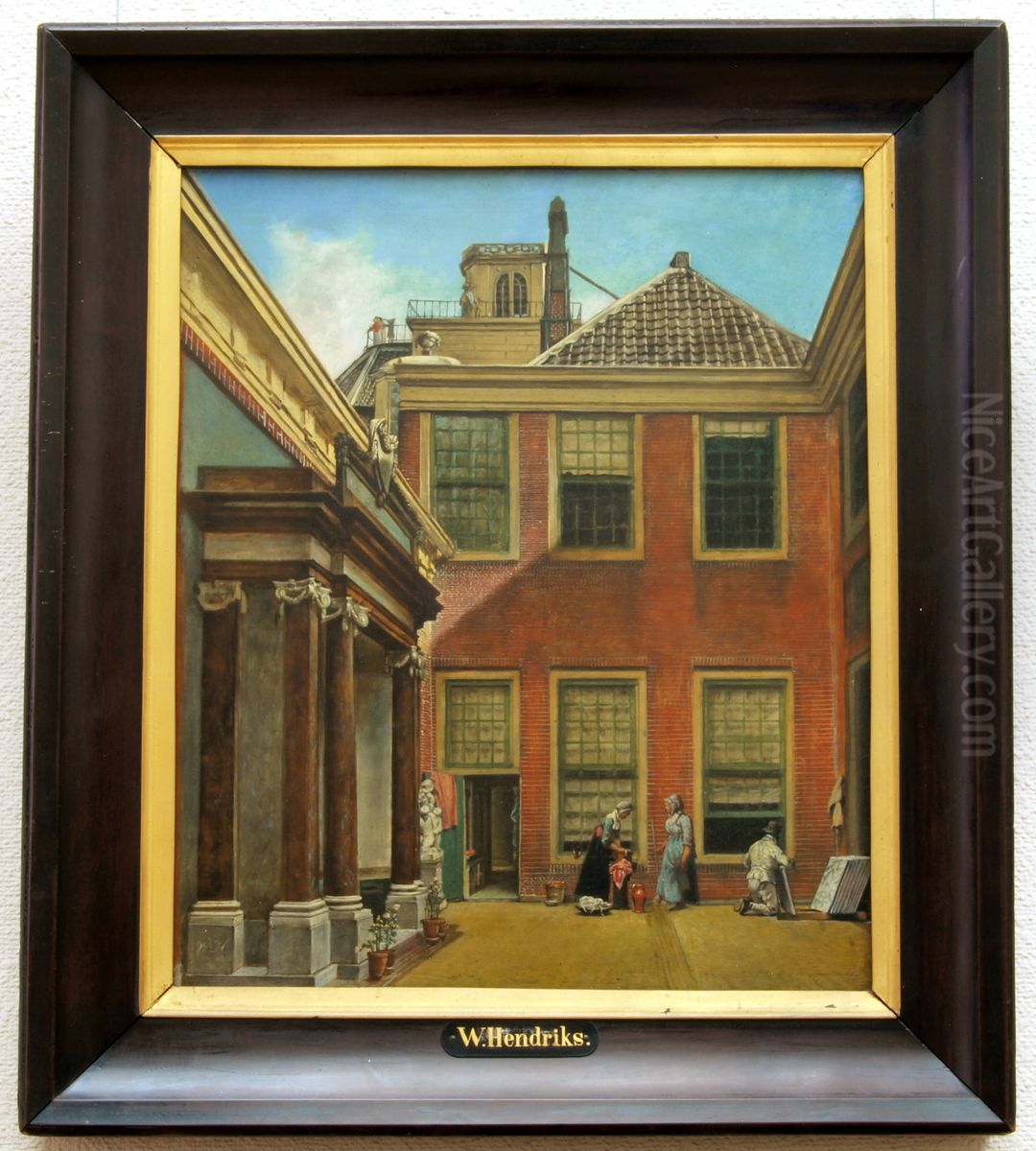 The courtyard of the Teylers Fundatiehuis in Haarlem Oil Painting by Wybrand Hendricks