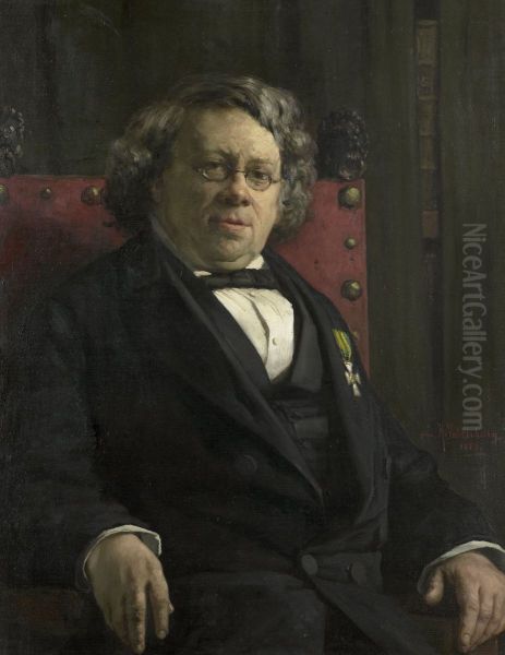 Pieter Harme Witkamp (1816-92). Geschiedschrijver en aardrijkskundige Oil Painting by Hendrik Valkenburg