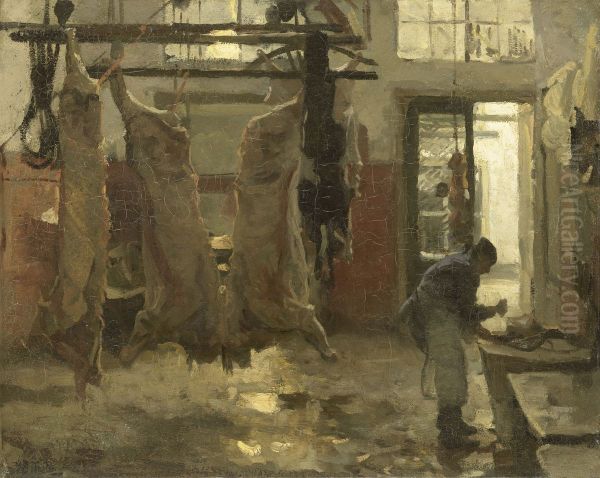 Het slachthuis Oil Painting by Willem Bastiaan Tholen