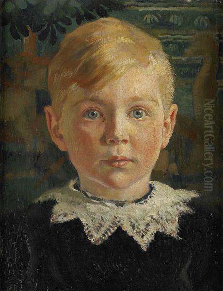 Jeugdportret van Joseph Luns Oil Painting by Huib Luns