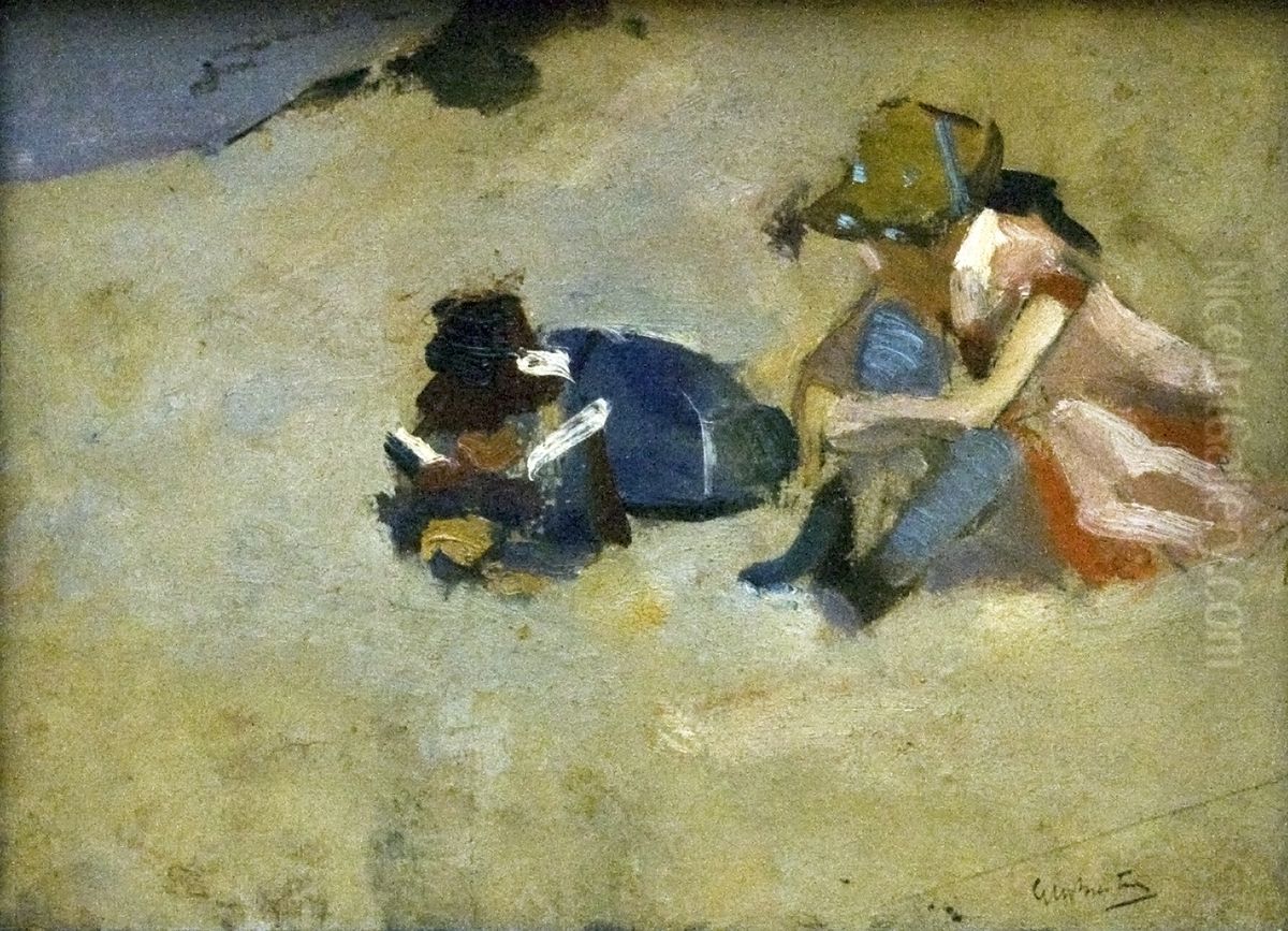 Gyerekek a dunek kozott Oil Painting by George Hendrik Breitner