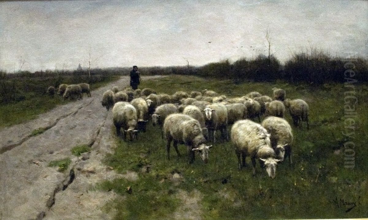 Schapen op de heide Oil Painting by Anton Mauve