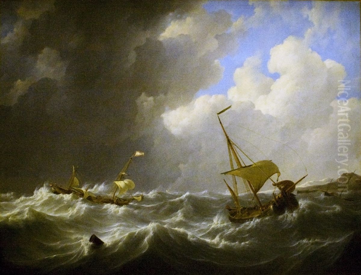 Storm on the Sea Oil Painting by Johannes Christiaan Schotel