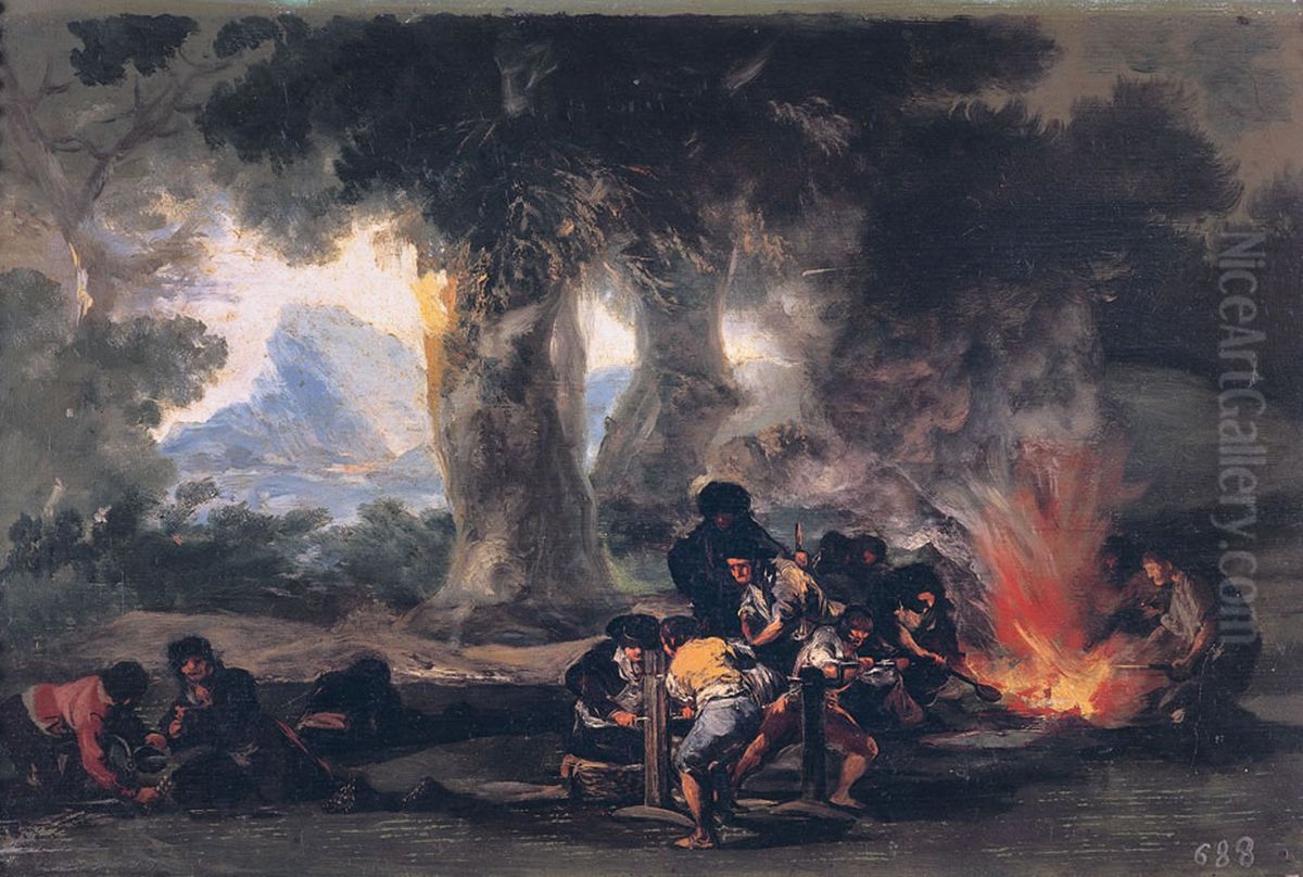 Manufacture of bullets in the Sierra de Tardienta Oil Painting by Francisco Goya Fuendetodos