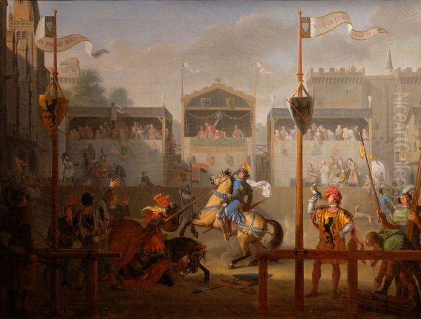 the Tournament Oil Painting by Pierre Revoil