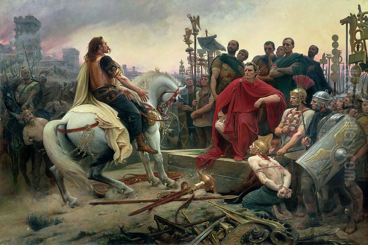 Vercingetorix jette ses armes aux pieds de Jules 
Cesar Oil Painting by Lionel Royer