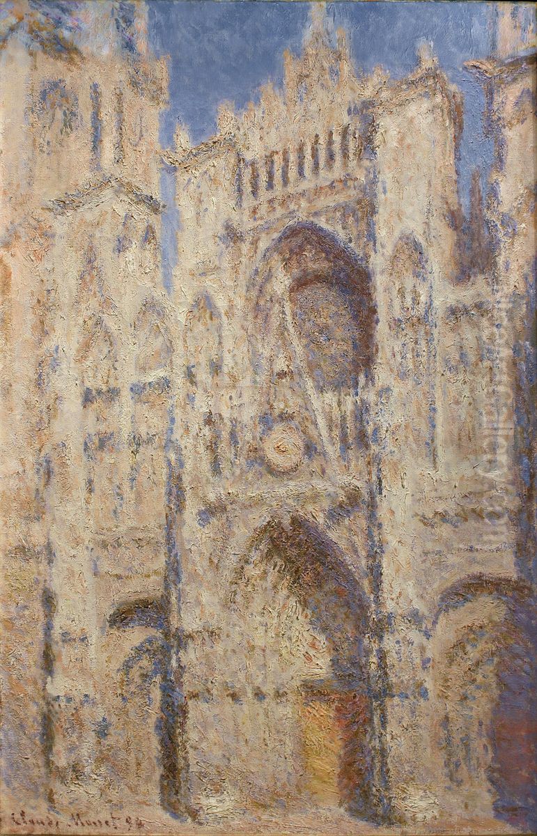 Rouen Cathedral: The Portal (Sunlight) Oil Painting by Claude Oscar Monet