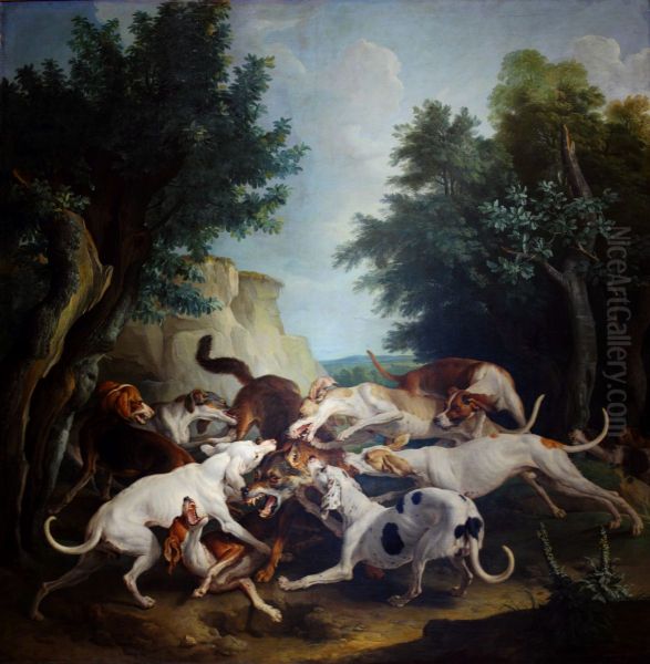 La chasse au loup Oil Painting by Alexandre-Francois Desportes