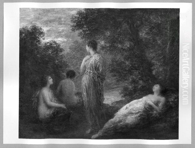 Vier Frauen nach dem Bade im Freien Oil Painting by Henri Fantin-Latour