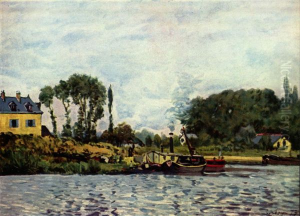 Boote bei Bougival Oil Painting by Alfred Sisley