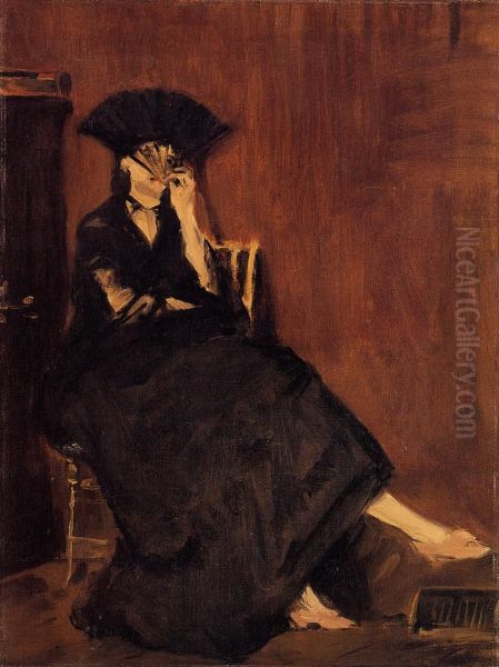 Berthe Morisot a l'eventail Oil Painting by Edouard Manet