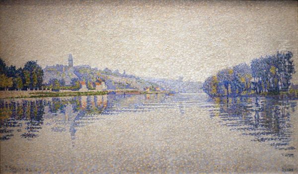 argini di fiume, la senna a herblay Oil Painting by Paul Signac