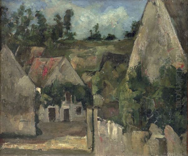 Carrefour de la rue Remy a Auvers-sur-Oise (Crossroad of Rue Remy, Auvers) Oil Painting by Paul Cezanne