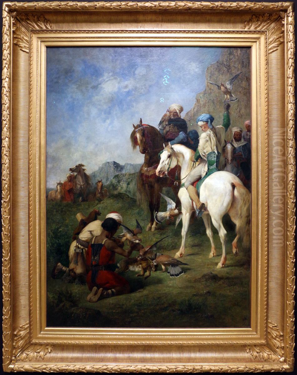 Falconry in Algeria: the kill Oil Painting by Eugene Fromentin