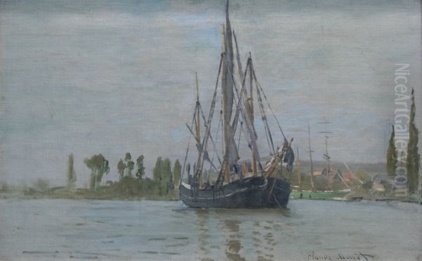 Anchored Chasse-maree Oil Painting by Claude Monet