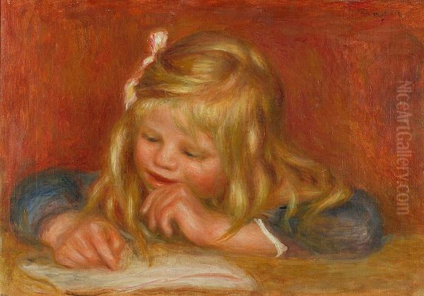 Coco Reading Oil Painting by Pierre-Auguste Renoir