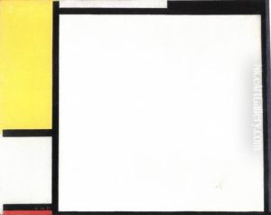 Composition with yellow, black, blue, red, and gray