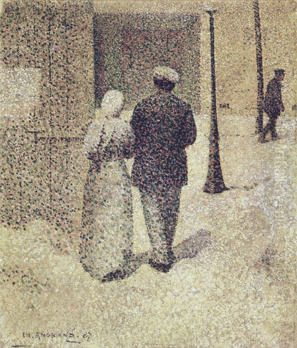 Homme et femme a la rue Oil Painting by Charles Angrand