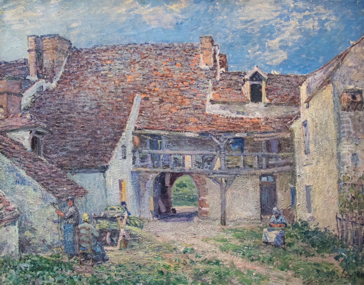 Cour de ferme a Saint-Mammes Oil Painting by Alfred Sisley
