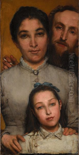 Dalou, his Wife and his Daughter Oil Painting by Lawrence Alma-Tadema