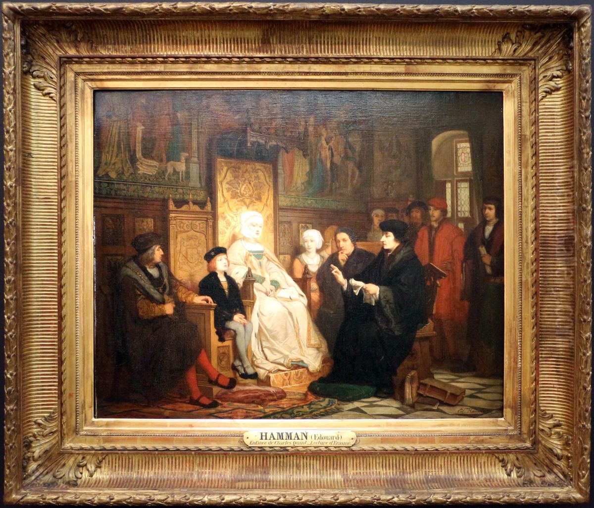 Charles V's childhood. A reading of Erasmus Oil Painting by Edouard Hamman